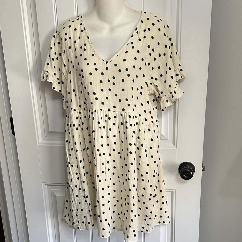 Super cute Nwots Madewell  Black Polka Dot Babydoll Dress small